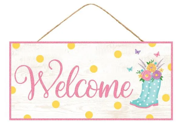 AP8911 Welcome Glitter Boots Sign
