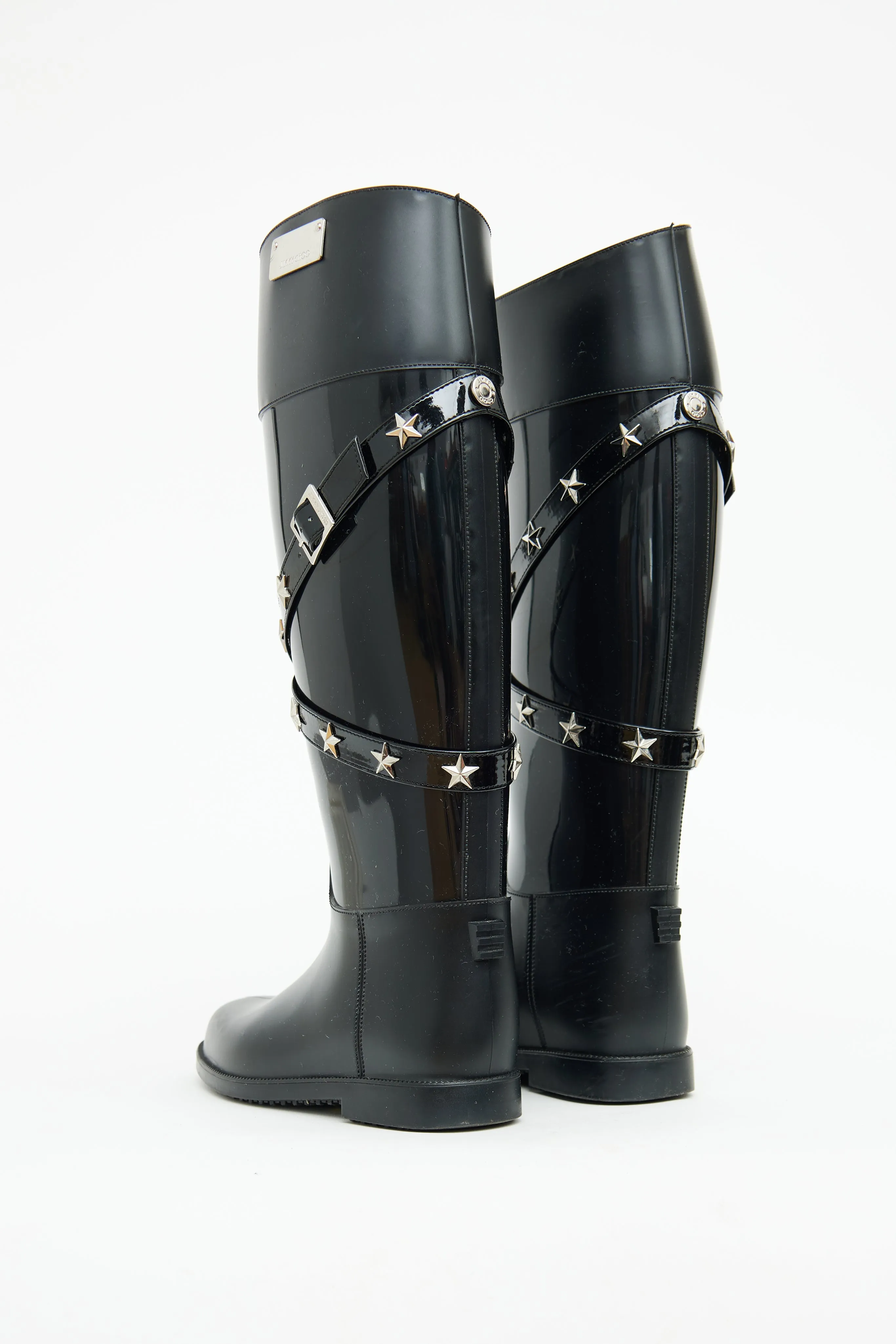 Black Belted Star Studded Boots