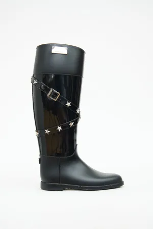Black Belted Star Studded Boots