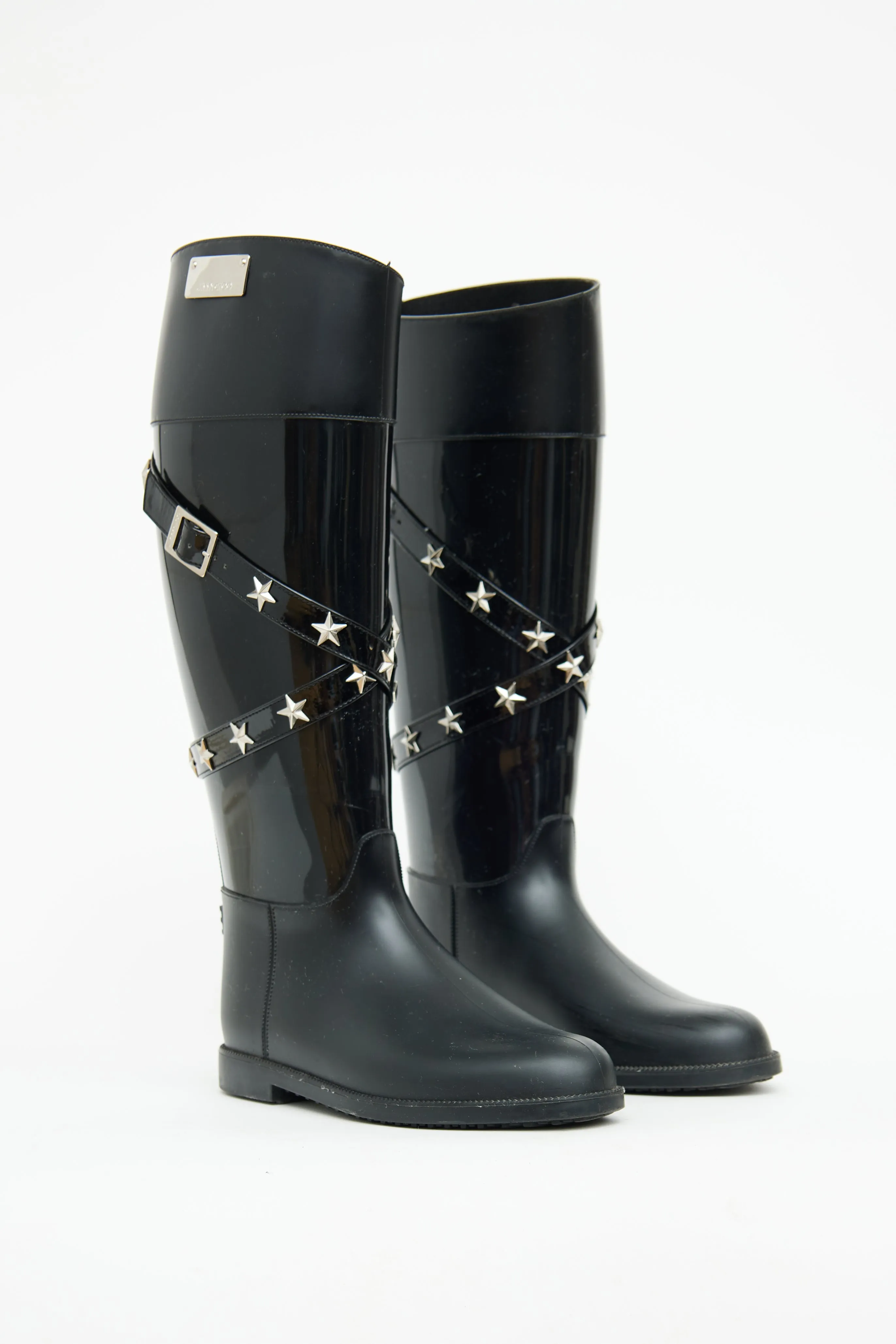 Black Belted Star Studded Boots