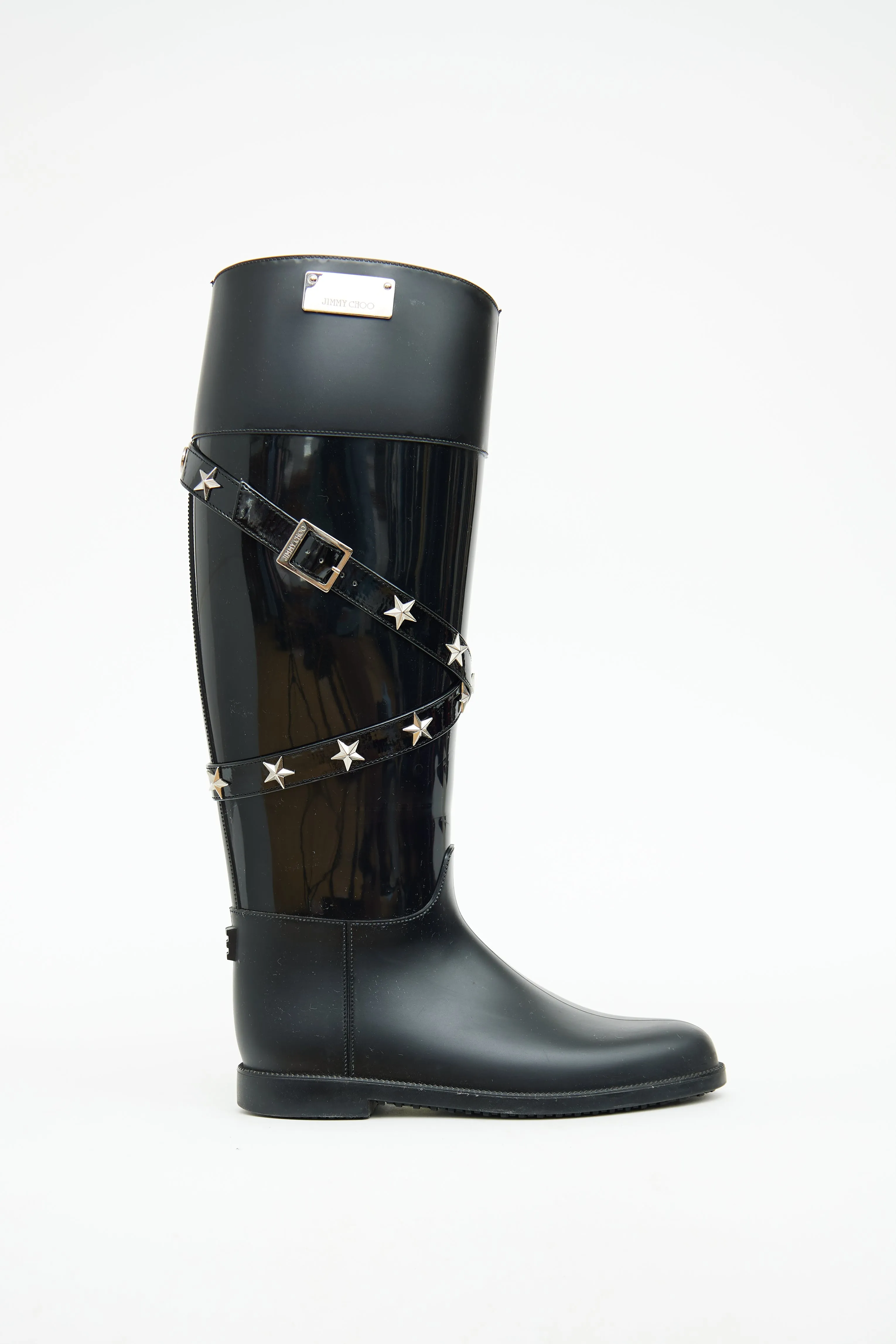 Black Belted Star Studded Boots