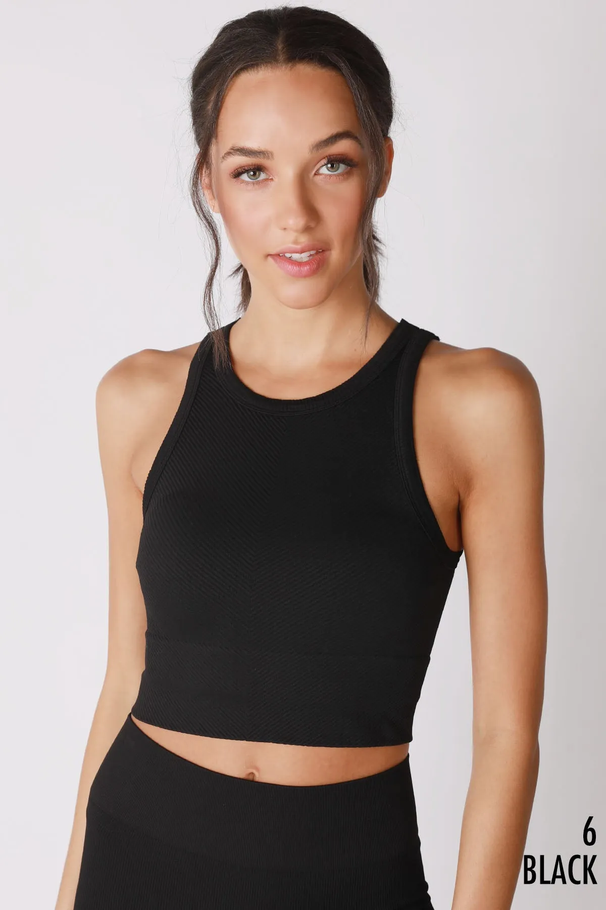 Chevron High Neck Crop Top (NikiBiki)