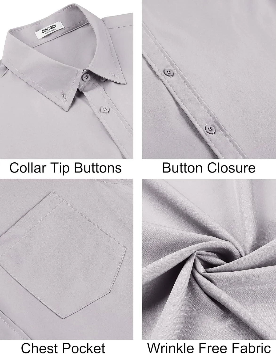 COOFANDY Men's Short Sleeve Button Down Shirts Casual Summer Untucked Wrinkle Free Dress Shirts with Pocket