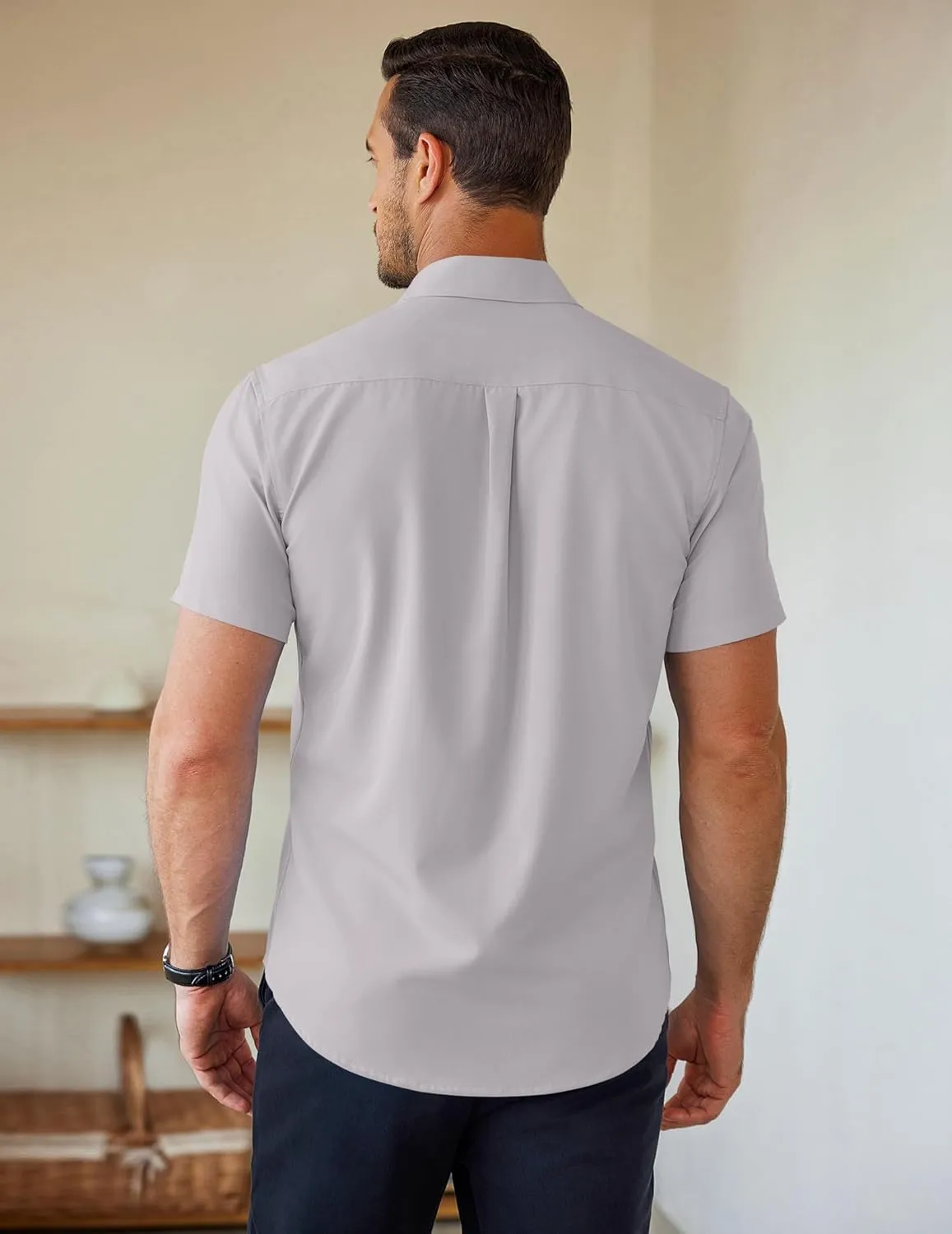 COOFANDY Men's Short Sleeve Button Down Shirts Casual Summer Untucked Wrinkle Free Dress Shirts with Pocket