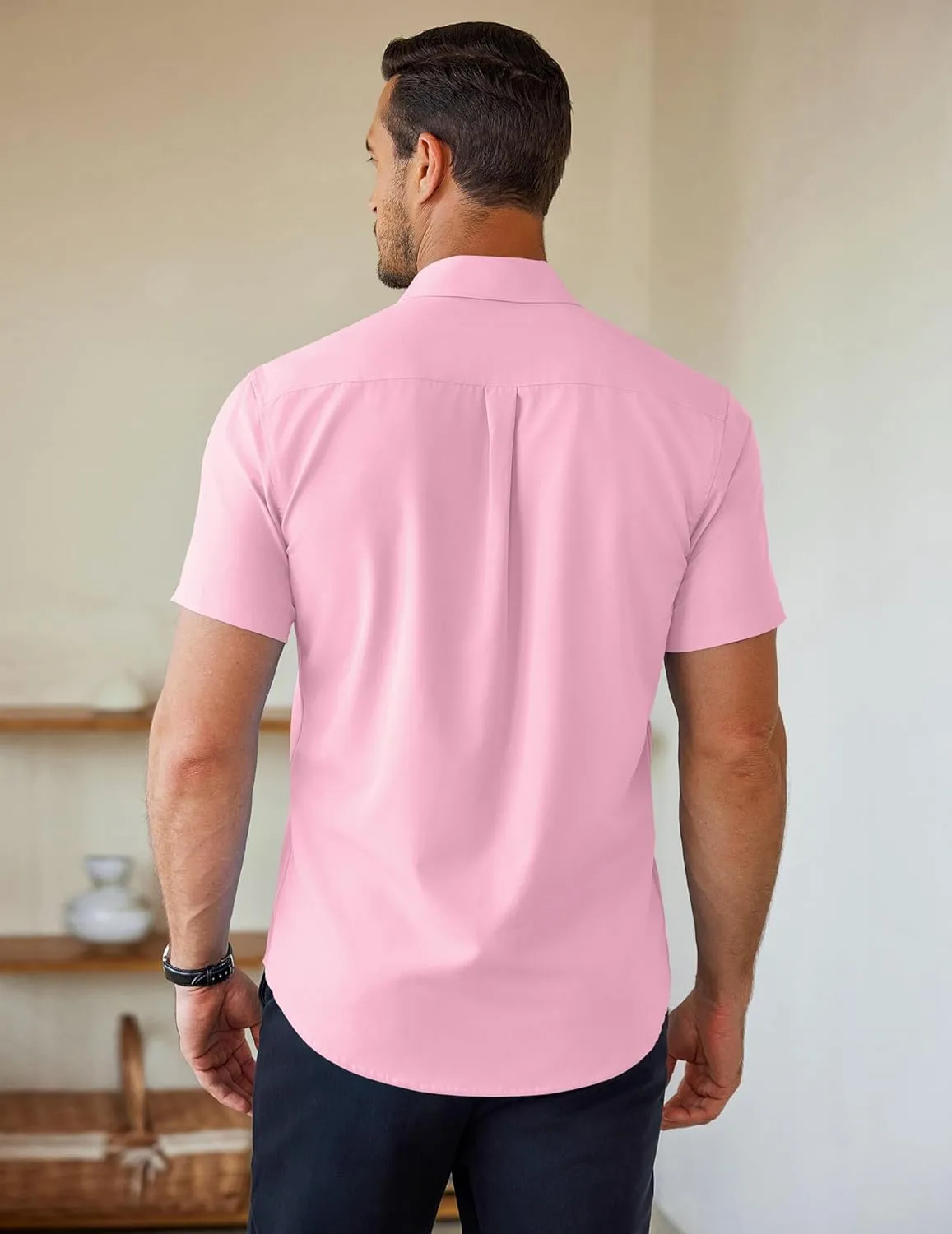 COOFANDY Men's Short Sleeve Button Down Shirts Casual Summer Untucked Wrinkle Free Dress Shirts with Pocket