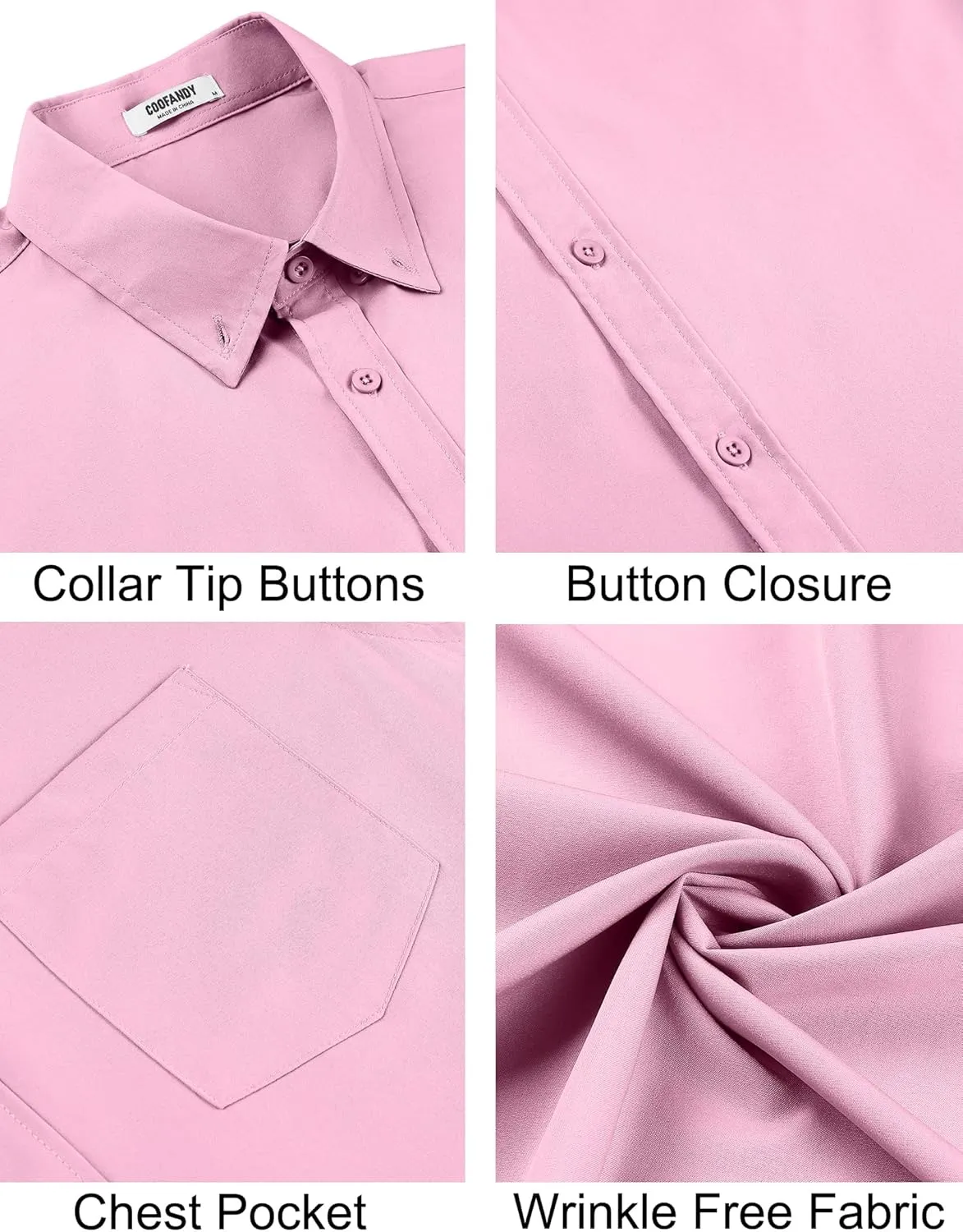 COOFANDY Men's Short Sleeve Button Down Shirts Casual Summer Untucked Wrinkle Free Dress Shirts with Pocket