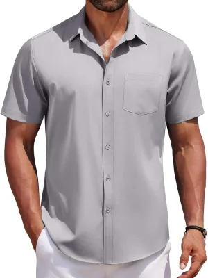 COOFANDY Men's Short Sleeve Button Down Shirts Casual Summer Untucked Wrinkle Free Dress Shirts with Pocket
