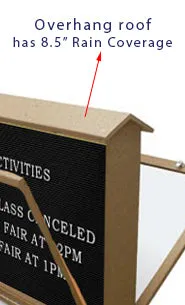 DOUBLE-SIDED Outdoor Message Center Letter Board 48 x 48 with Posts | Eco-Design, Faux Wood, BOTTOM Hinged Cabinet Doors