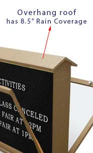 DOUBLE-SIDED Outdoor Message Center Letter Board 48 x 48 with Posts | Eco-Design, Faux Wood, BOTTOM Hinged Cabinet Doors
