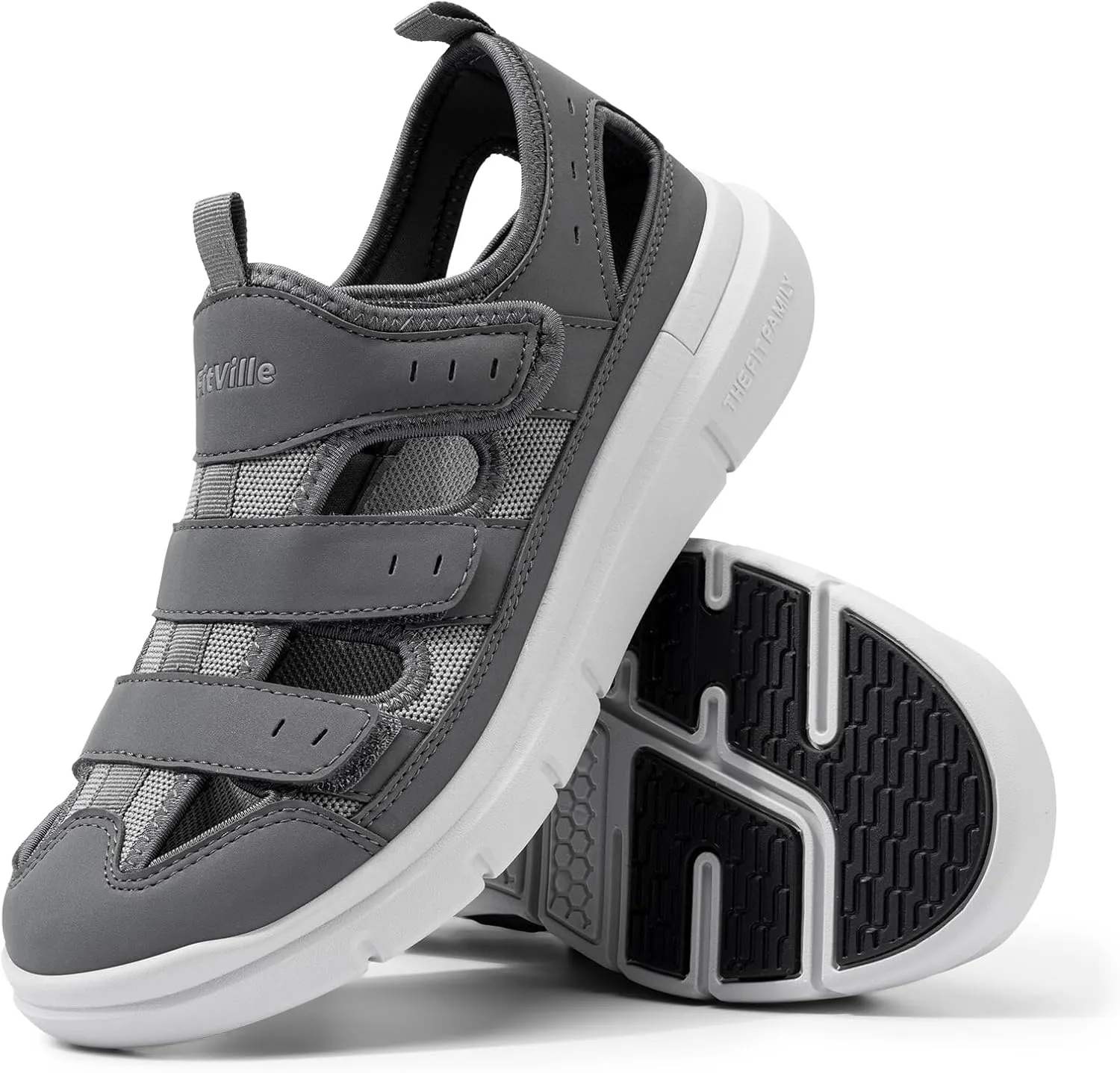 FitVille Diabetic Sandals for Men Wide Width with Arch Support Comfortable Mens Diabetic Sandals Fully Adjustable Straps Lightweight
