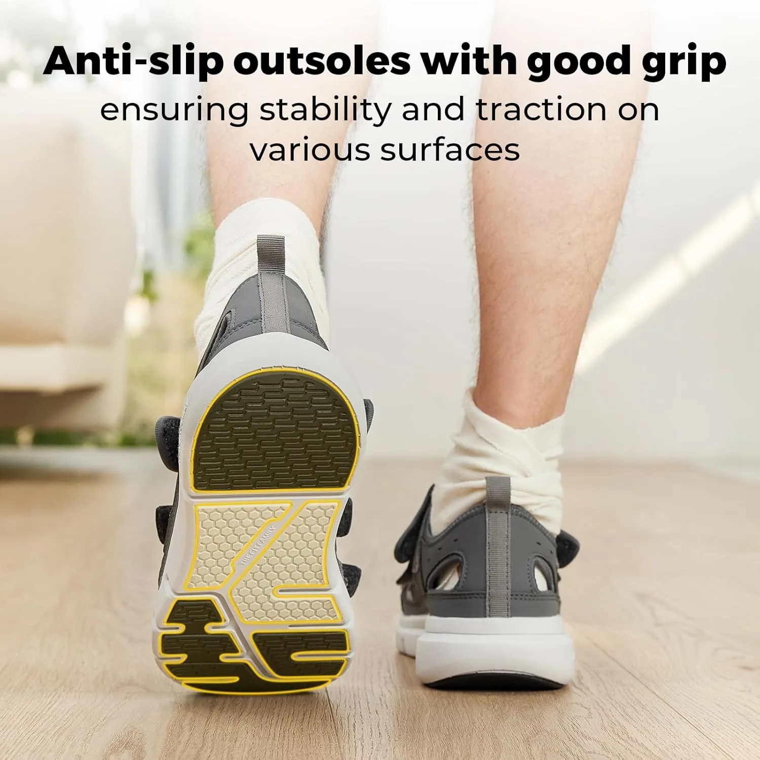 FitVille Diabetic Sandals for Men Wide Width with Arch Support Comfortable Mens Diabetic Sandals Fully Adjustable Straps Lightweight
