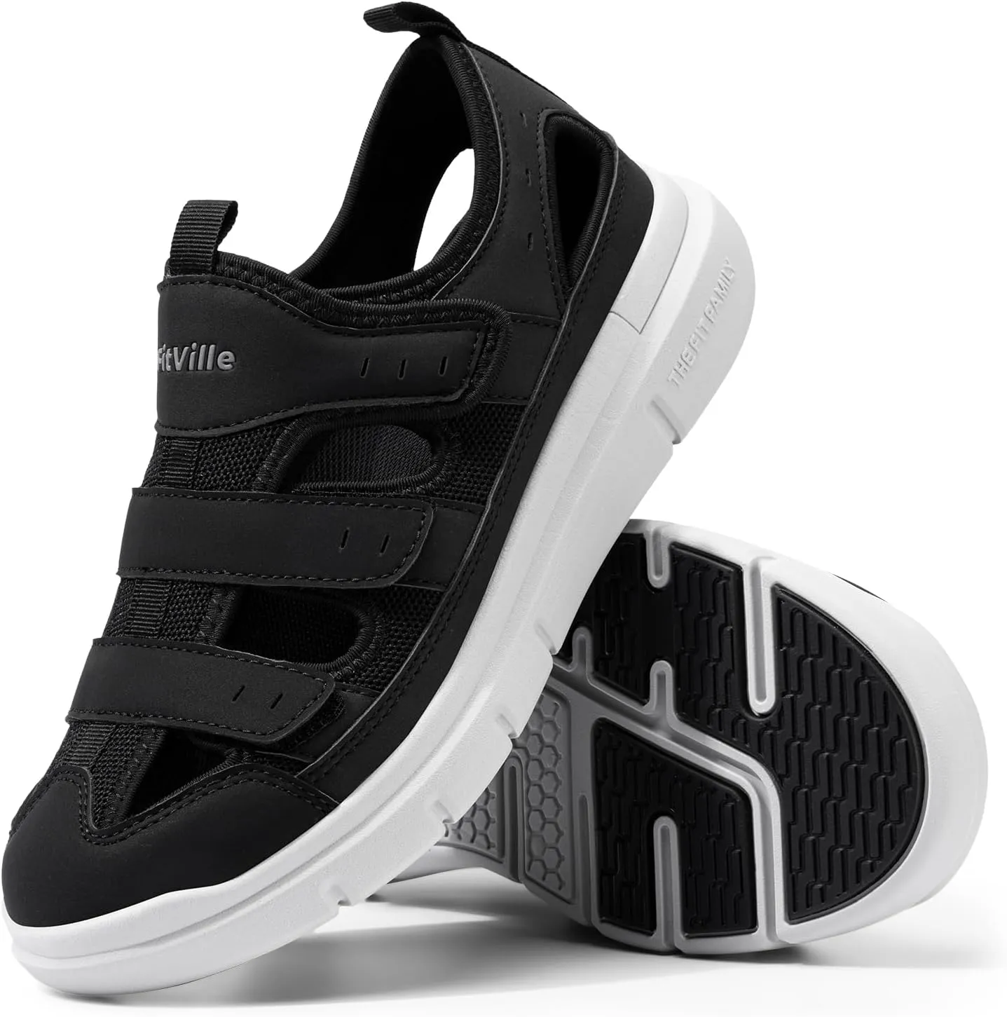 FitVille Diabetic Sandals for Men Wide Width with Arch Support Comfortable Mens Diabetic Sandals Fully Adjustable Straps Lightweight