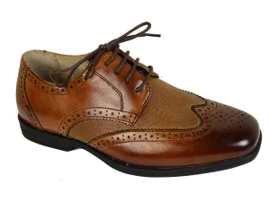 Florsheim 20874 Cognac Wing Tip with Linen-Look Insert