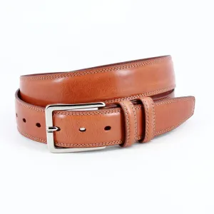 Hand Antiqued Italian Calfskin Leather Belt in Saddle by Torino Leather