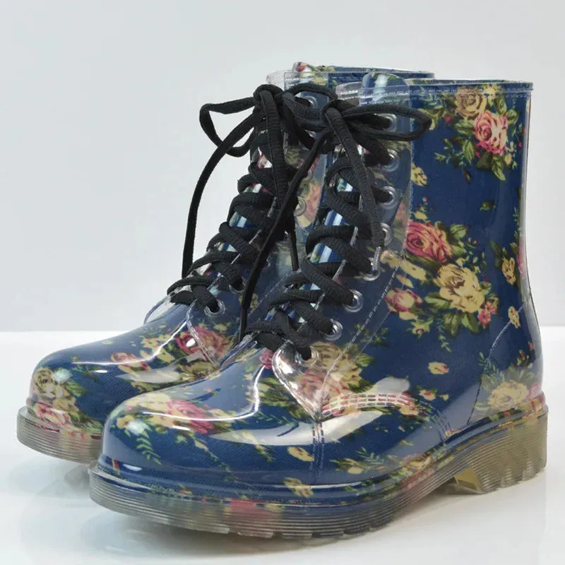 Joskaa New Spring Autumn Women Rain Boots Transparent Waterproof Colorful  Boot Woman Leopard Print Ankle Boots Big Size755