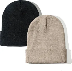 PFFY Beanie for Men Women Unisex Knit Cuffed Plain Winter Beanies Hats Skull Cap