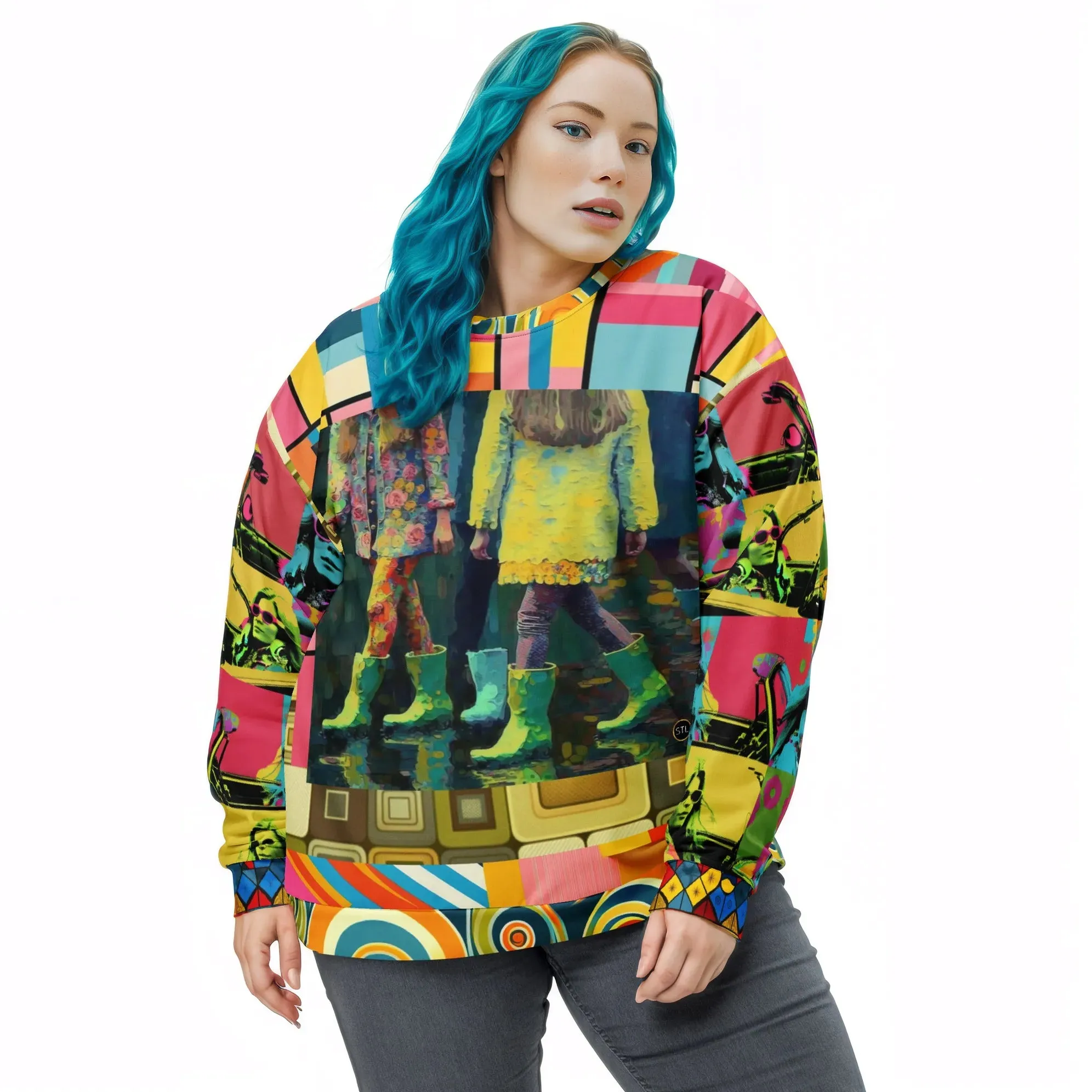 Spring Rain in Galoshes Retro Print Eco-Poly Unisex Sweatshirt