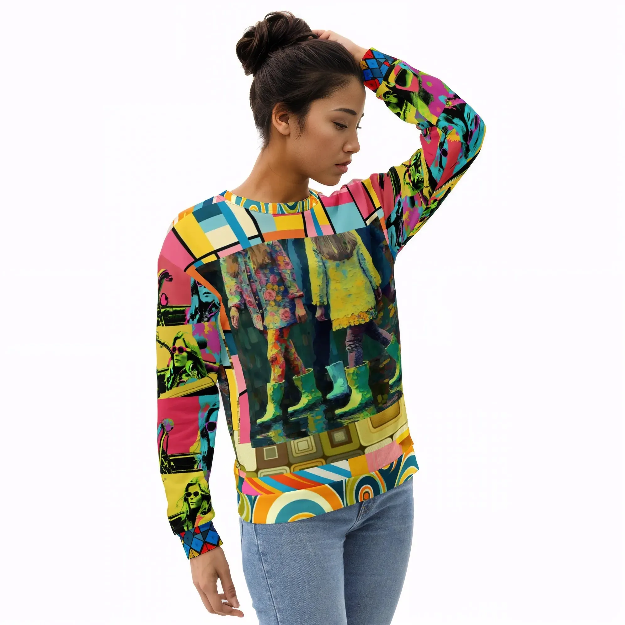 Spring Rain in Galoshes Retro Print Eco-Poly Unisex Sweatshirt