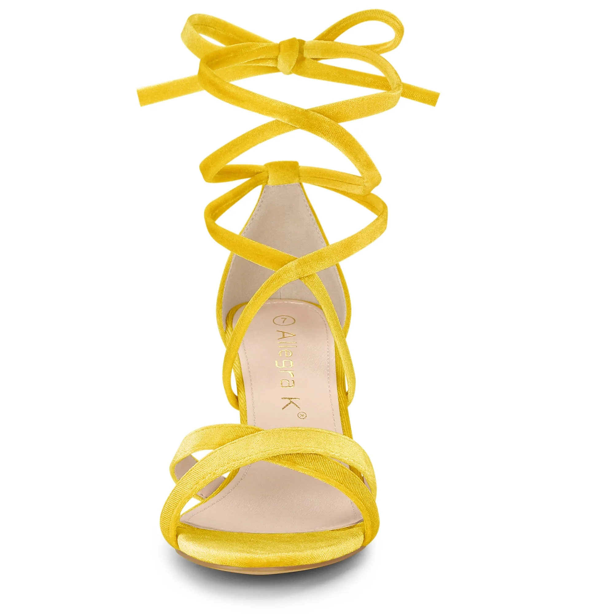 Velvet Vamp Ankle Lace Up Clear Block Heel Sandals