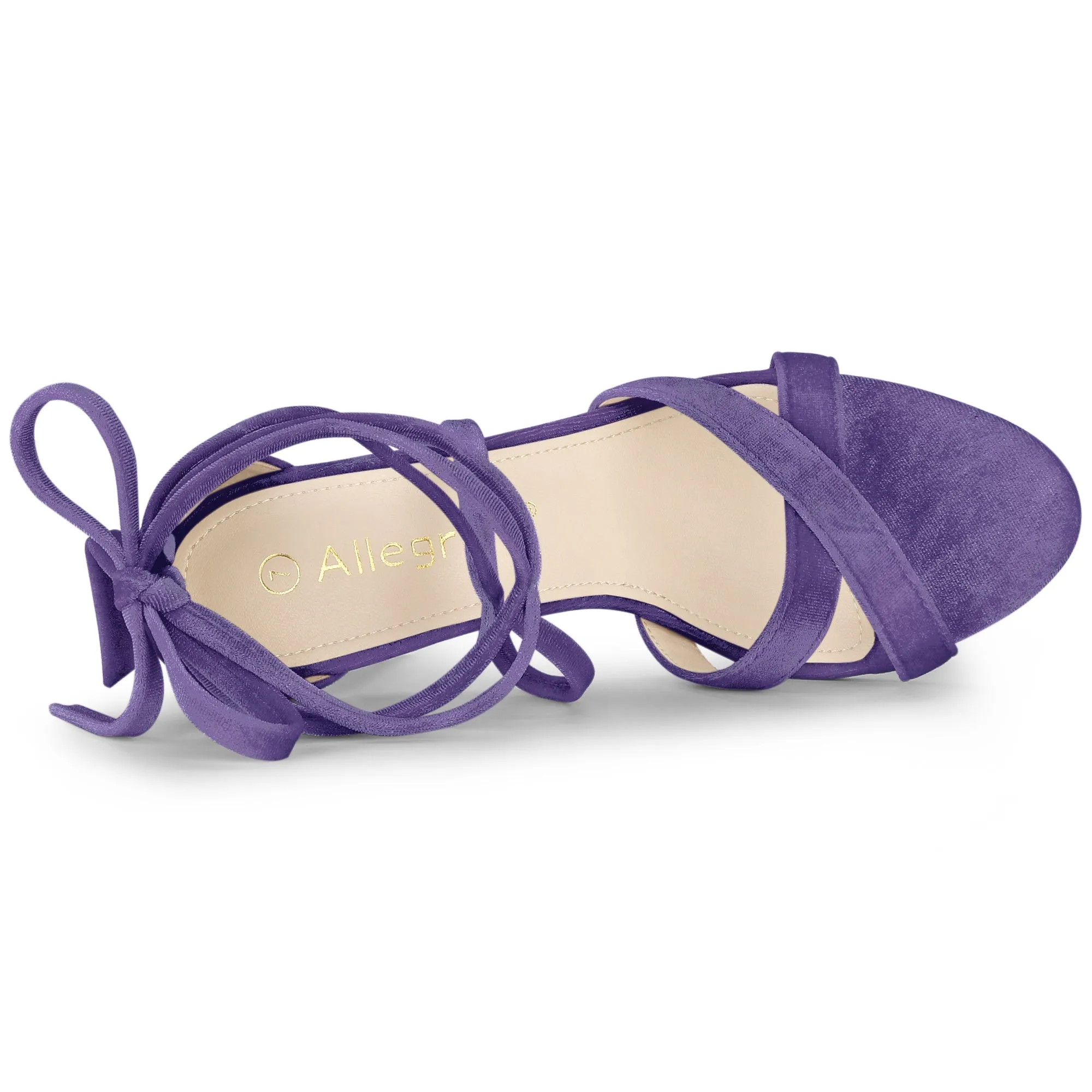 Velvet Vamp Ankle Lace Up Clear Block Heel Sandals
