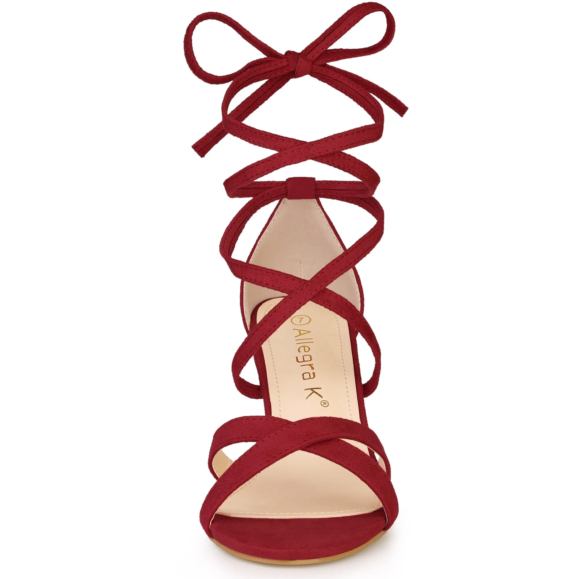 Velvet Vamp Ankle Lace Up Clear Block Heel Sandals
