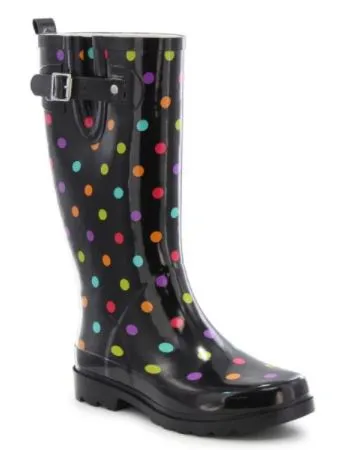 Western Chief Womens Black Dot City Rubber Rain Boot
