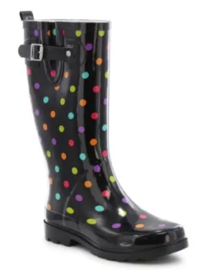 Western Chief Womens Black Dot City Rubber Rain Boot